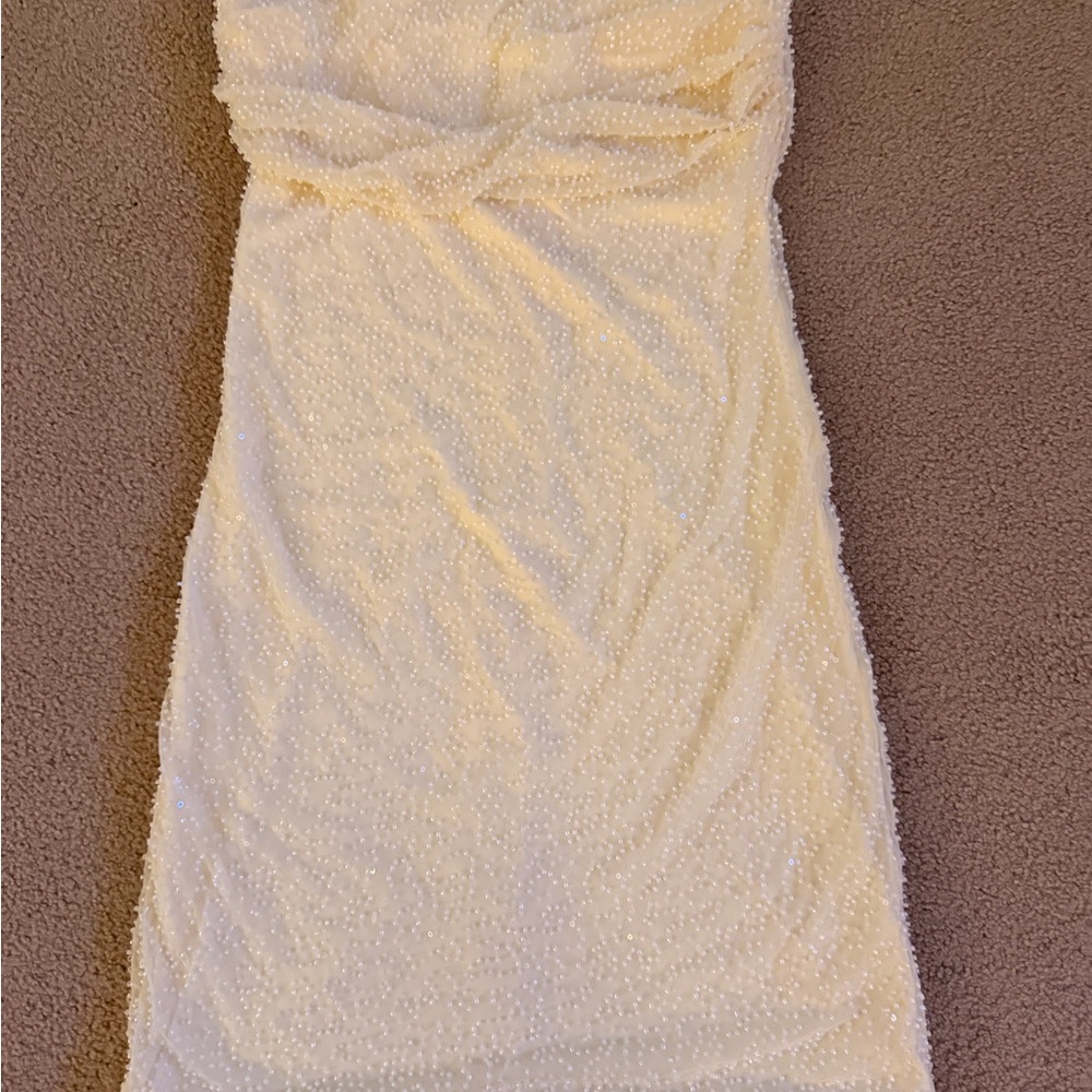 The Vintage Shop Strapless Cream Dress